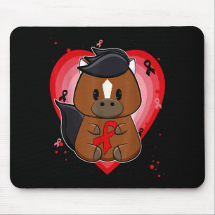 Thoroughbred Horse With Ribbon Heart Disease Aware Mouse Pad