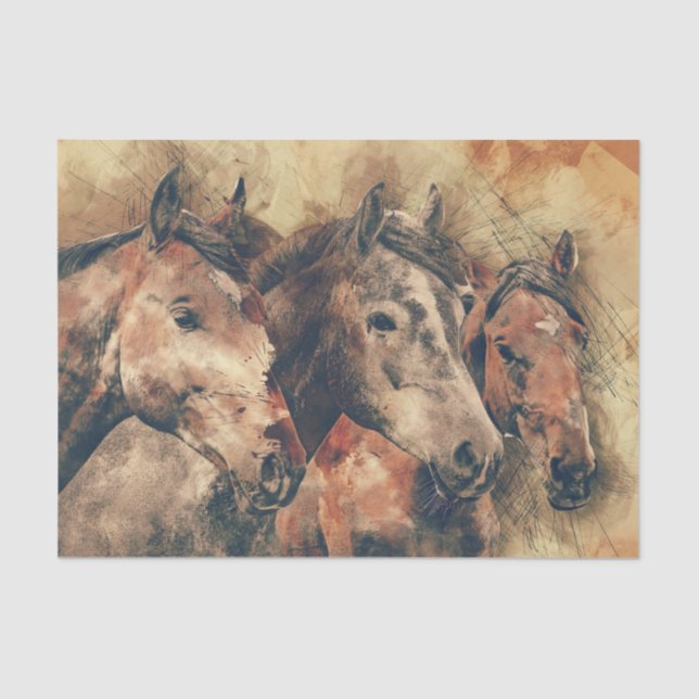 Thoroughbred Horses Decoupage Tissue Paper (Front)