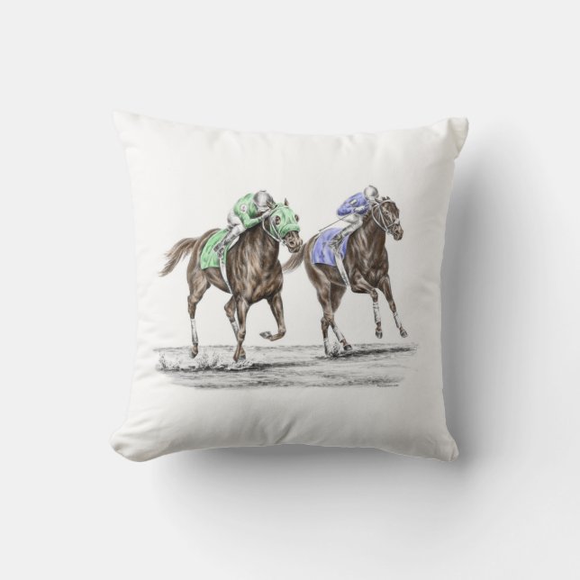 Thoroughbred Horses Racing Cushion (Front)