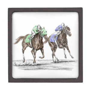 Thoroughbred Horses Racing Keepsake Box