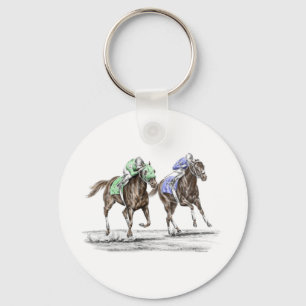 Thoroughbred Horses Racing Key Ring