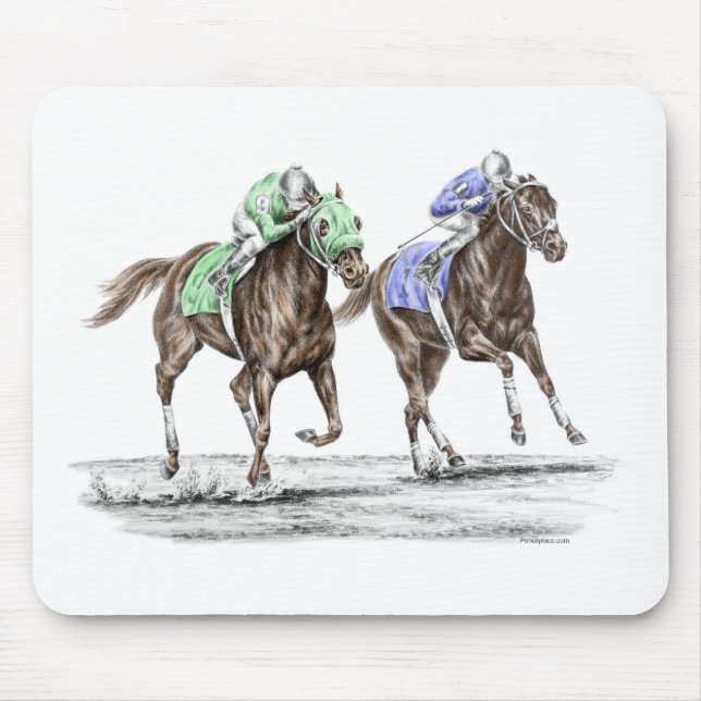 Thoroughbred Horses Racing Mouse Pad (Front)