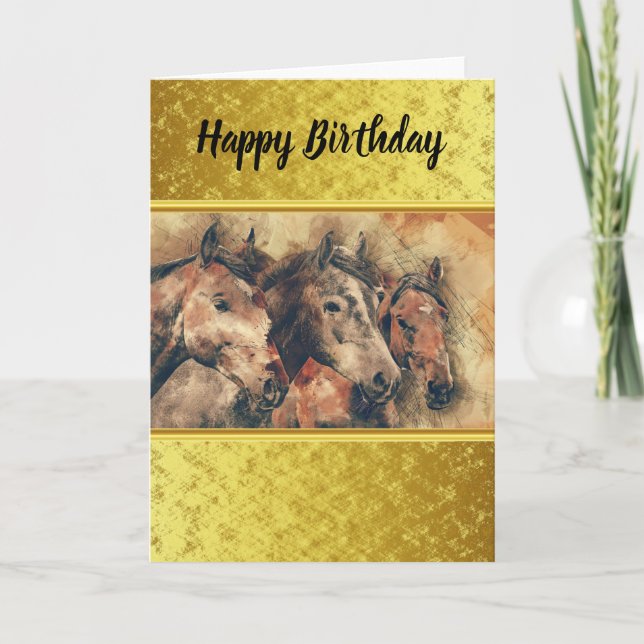 Thoroughbred horses running in a field card (Front)