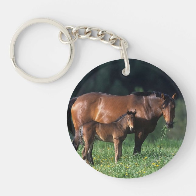 Thoroughbred Mare & Foal 1 Key Ring (Front)
