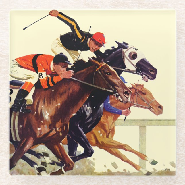 Thoroughbred Race Glass Coaster (Front)