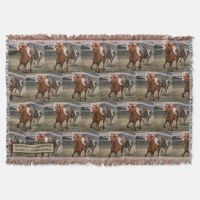 Thoroughbred Race Horse Wins Throw Blanket (Front)