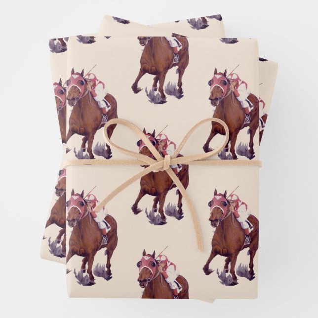 Thoroughbred Race Horse Wins Wrapping Paper Sheet (In situ)