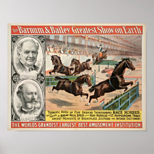 Thoroughbred Race Horses Circus Poster