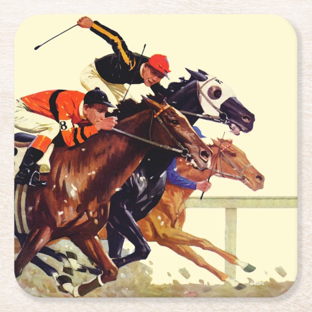 Thoroughbred Race Square Paper Coaster (Front)