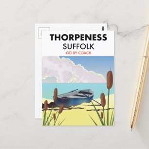 Thorpeness suffolk vintage beach poster. postcard