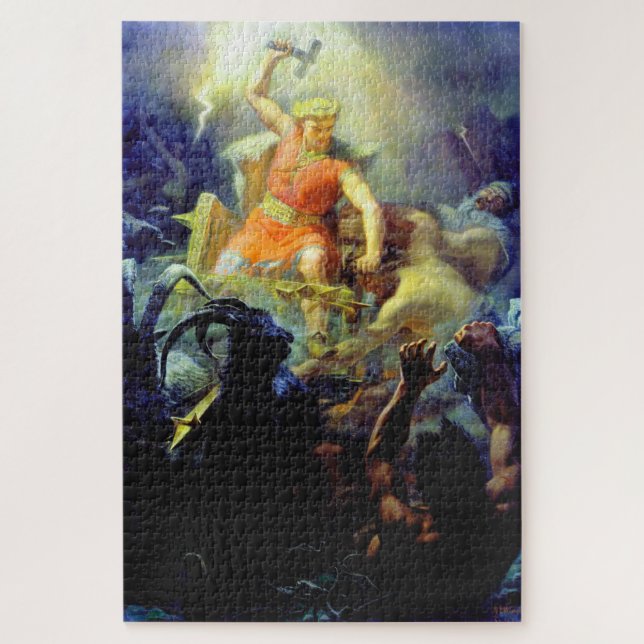 Thor&#x27;s Fight with the Giants Mårten Winge Jigsaw Puzzle (Vertical)