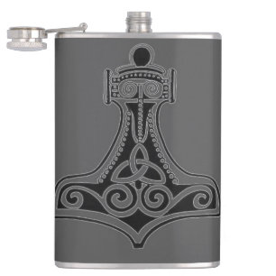 Thor's Hammer (Grey) Hip Flask