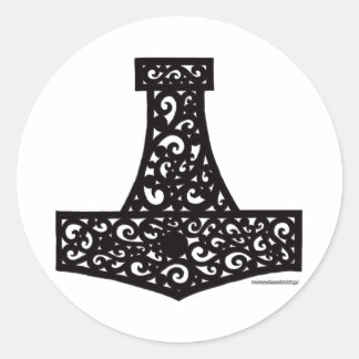 Thors Hammer in Black Classic Round Sticker