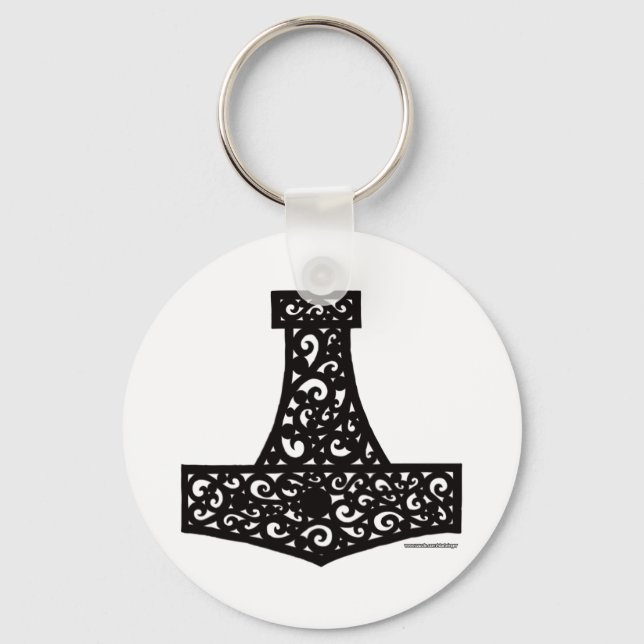 Thors Hammer in Black Key Ring (Front)