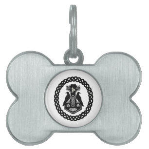 Thor's Hammer In Celtic Knot Circle Dog Tag