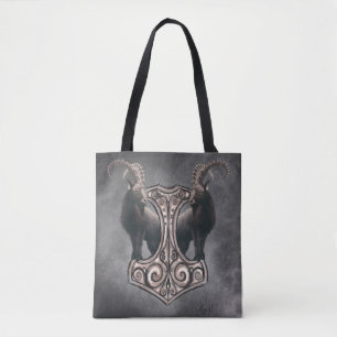 Thor's Might: Mjölnir and the Thunderous Companion Tote Bag