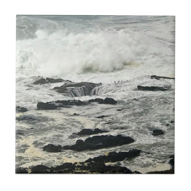 Thor's Well, Cape Perpetua, Oregon Coast Ceramic Tile (Front)