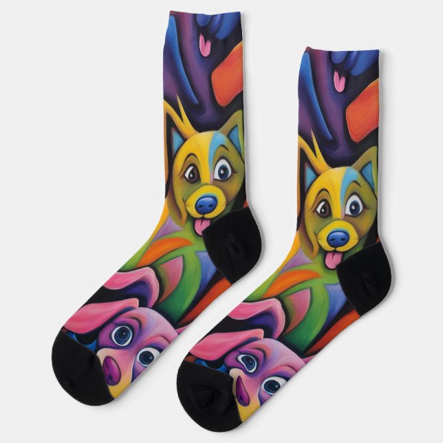 Those Crazy Abstract Dogs Socks (Left)