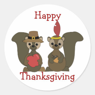 Those Thanksgiving Squirrels Classic Round Sticker