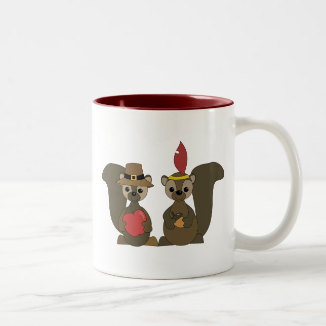 Those Thanksgiving Squirrels Two-Tone Coffee Mug (Right)