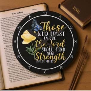 Those Who Trust In The Lord Butterfly And Rose  Round Clock