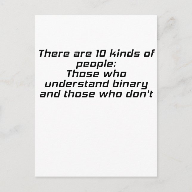 Those who understand binary and those who dont postcard (Front)