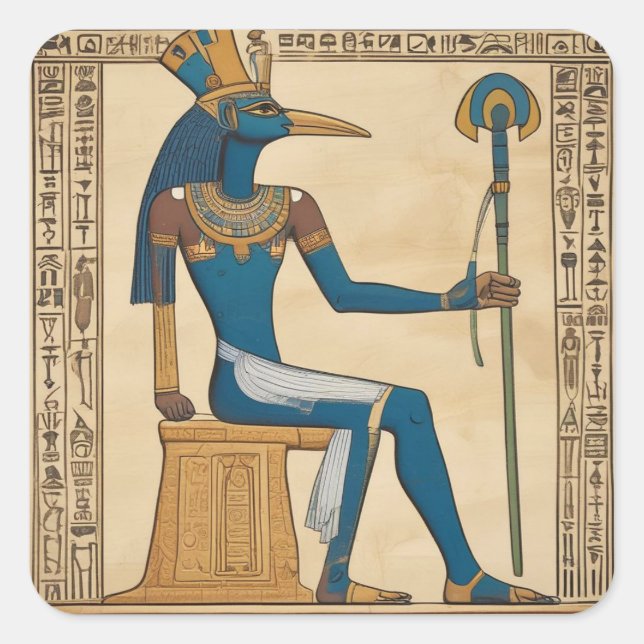 Thoth, Ancient Egyptian God Square Sticker (Front)