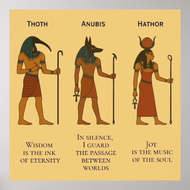 Thoth, Anubis & Hathor - Ancient Egyptian Deity  Poster (Front)
