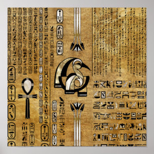 Thoth - Djhuty Egytian God- Gold and Pearl Poster