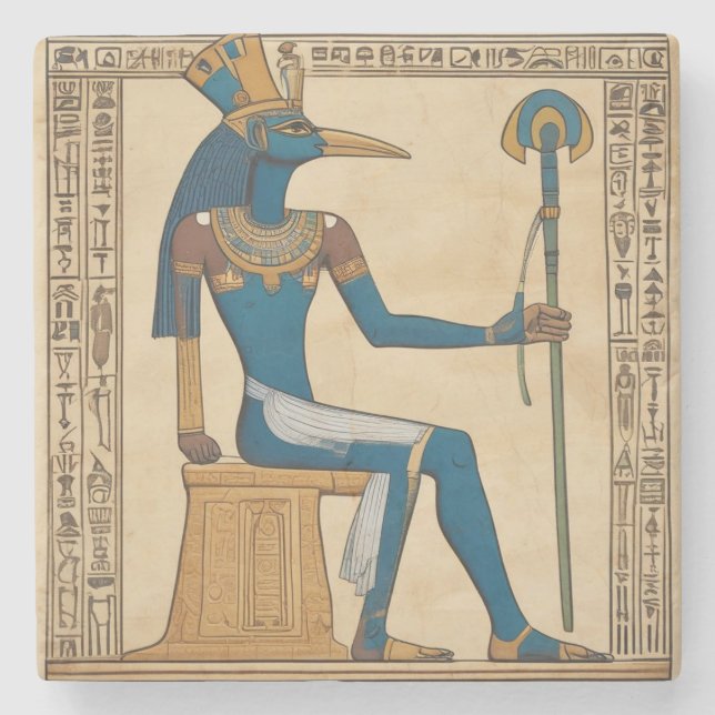 Thoth, Egyptian God. Emerald Tablets.  Stone Coaster (Front)