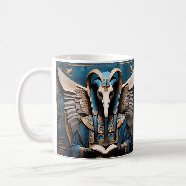 Thoth, the ancient Egyptian god of wisdom, writing Coffee Mug (Left)