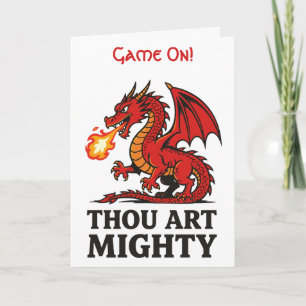 Thou Art Mighty Red Dragon With Fire Breath Card