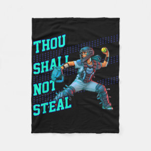 Thou Shall Not Steal Girls Softll Catcher Player Q Fleece Blanket