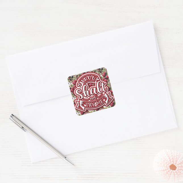 Thou Shall Not Try Me Funny Square Sticker (Envelope)
