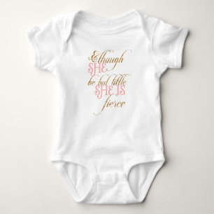 & though she be but little - gold glitter baby bodysuit