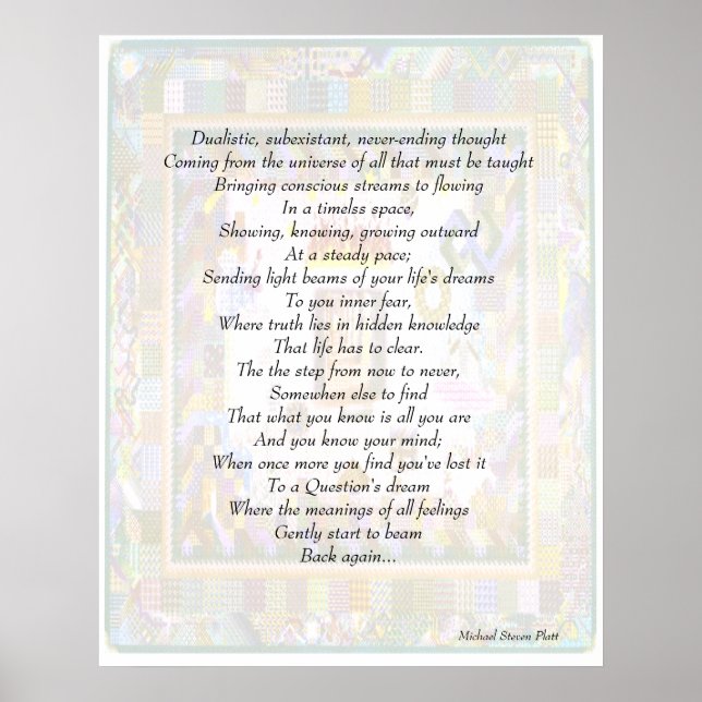 Thought Provoking Poem on Psychedelic Background Poster (Front)