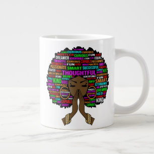 Thoughtful black Christian woman melanin mother Large Coffee Mug