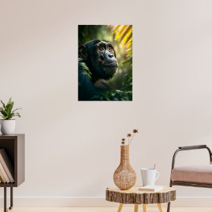 Thoughtful Chimpanzee in the Jungle Poster
