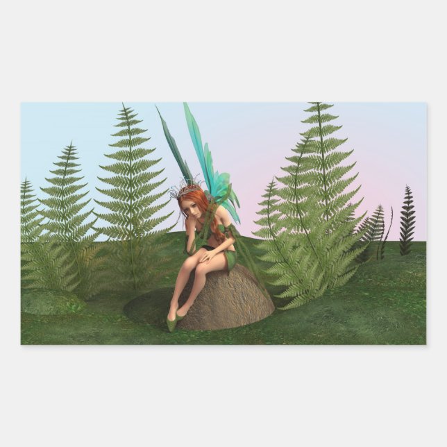 Thoughtful Fairy Rectangular Sticker (Front)
