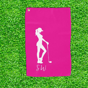 Thoughtful Gift Pink lady golfer Golf Towel
