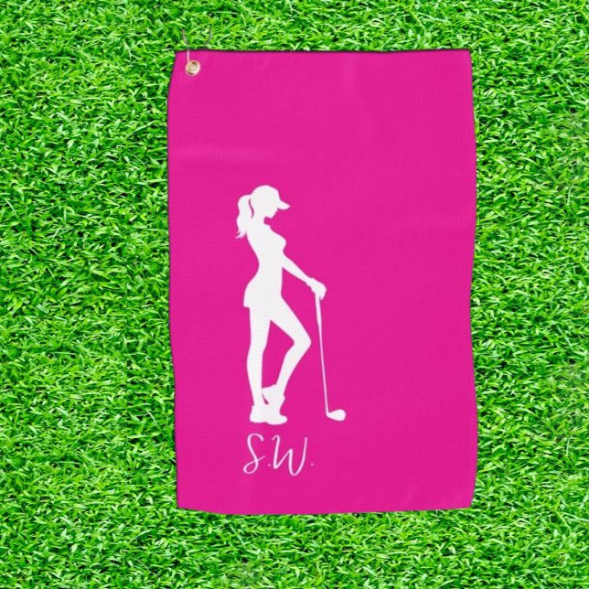 Thoughtful Gift Pink lady golfer Golf Towel (Swing with Style: A Thoughtful Gift for Every Pink Lady Golfer!)