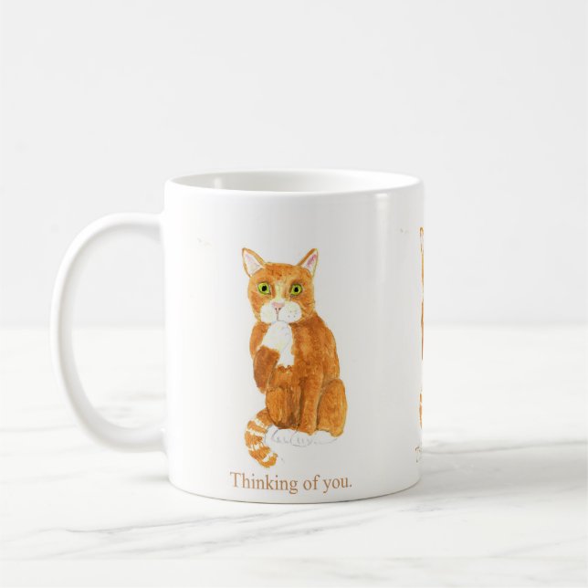 Thoughtful Ginger cat Mugs (Left)