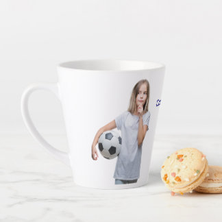 Thoughtful Girl & Soccer Ball Latte Mug