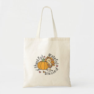 Thoughtful Grateful Blessed Thanksgiving Funny Tote Bag