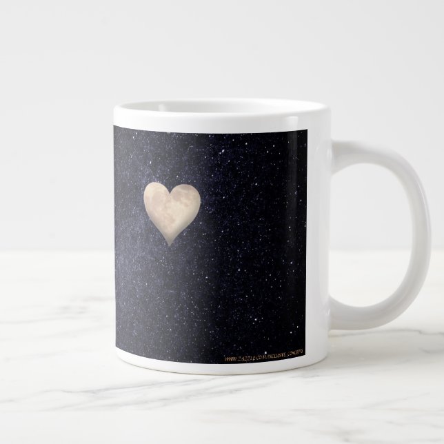 Thoughtful reminder with a heart shaped moon jumbo large coffee mug (Right)