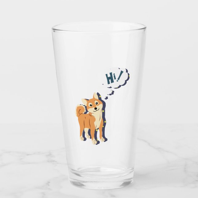 Thoughtful Shiba Inu Glass (Front)