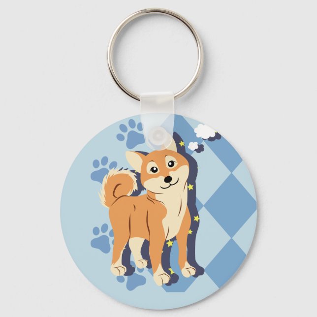 Thoughtful Shiba Inu Key Ring (Front)