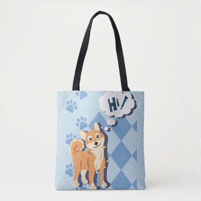 Thoughtful Shiba Inu Tote Bag (Front)