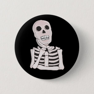 Thoughtful Skull 6 Cm Round Badge