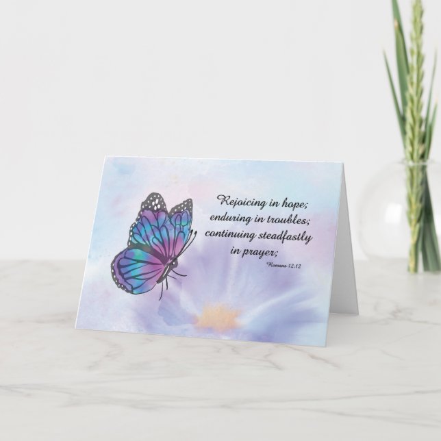 Thoughts and Prayers in Difficult Time Butterfly Card (Front)
